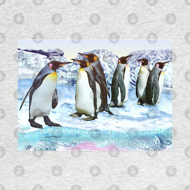 Penguins on ice art design Christmas penguins gift by BarbaraGlebska